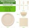 Disposable Paper Plates Set 300PCS Compostable Sugarcane Plates, Bowls, Heavy-duty Utensil, Biodegradable Napkins, Eco-friendly Dinnerware Set for Party Camping 50 People